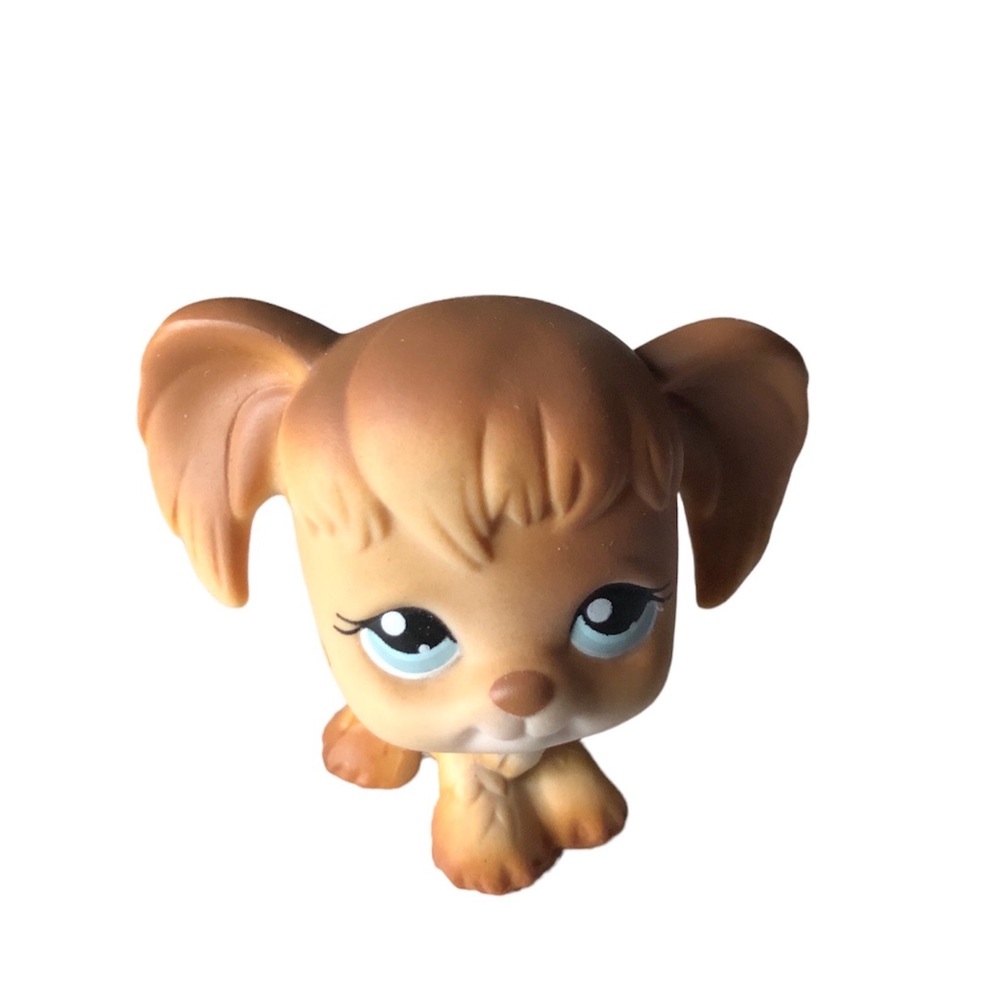 AUTHENTIC LPS Littlest Pet Shop #200 Brown Tan Spaniel Dog Light Blue Eyes